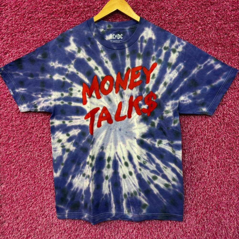 AC/DC Money Talk$ Spell-out Razors Edge Hard Rock Tiedye Tee large